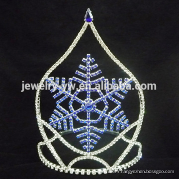 Beautiful Christmas Snowflake Blue Rhinestone Pageant Crown &amp; Tiaras